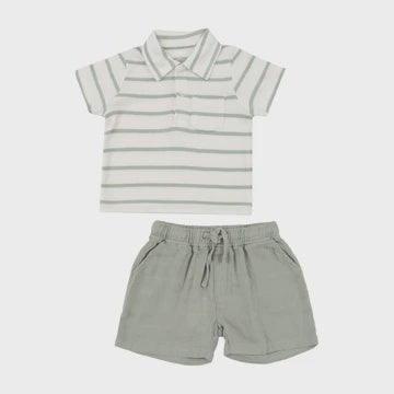 Desert Sage Solid Muslin Short & Shirt Set