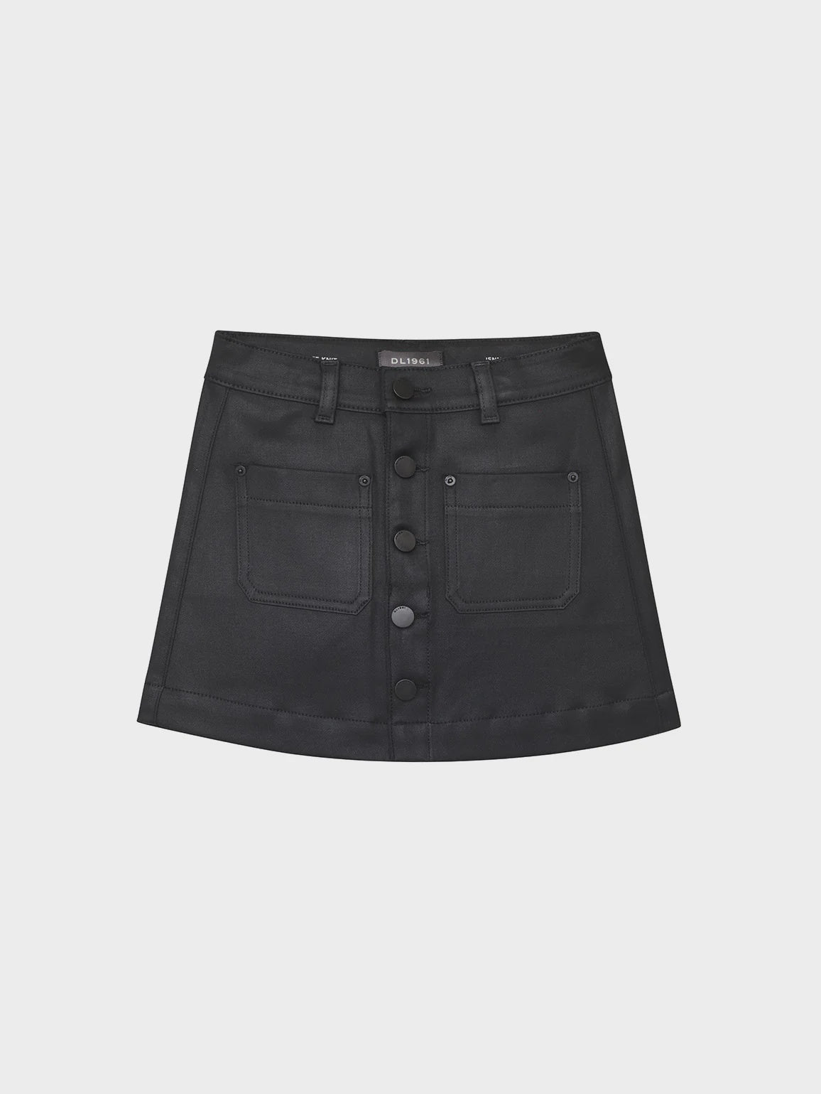 Black Denim Leather Skirt