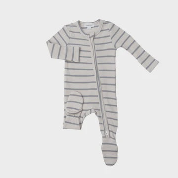 Grey Stripe 2way Zipper Footie